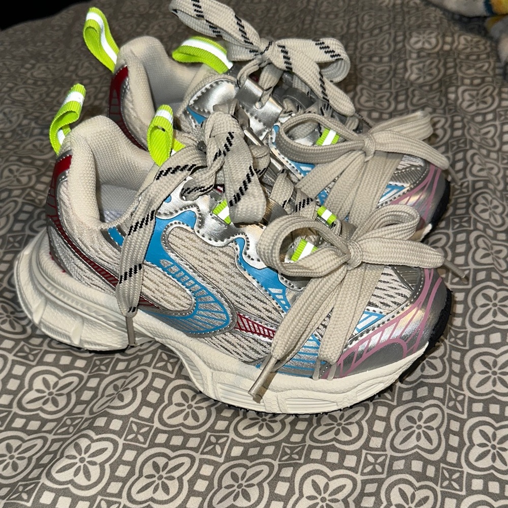 Vibrant Kids' Sneakers with Silver and Blue Highlights